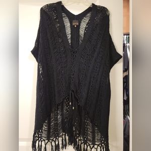 Black boho knit coverup